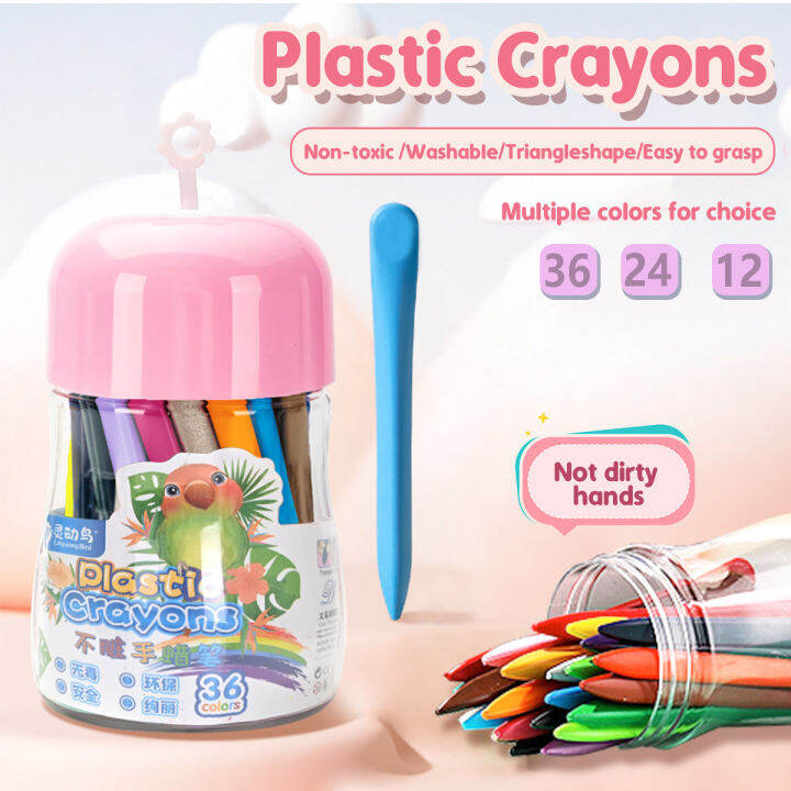 6/12/24/36 Color Triangle Crayons Safe Non-toxic Coloring Pens