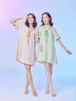 weerin Lola dress linen เดรสสั้น เดรสแขนตุ๊กาตา เดรสลินิน แขนพอง มินิเดรส เดรสสวย เดรสผูกโบว์ เดรสบาน