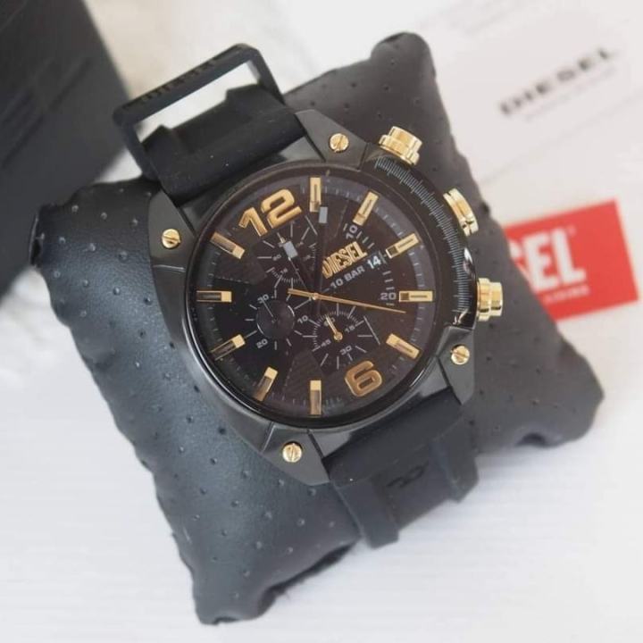 นาฬิกาข้อมือผู้ชาย-diesel-overflow-chronograph-black-silicone-watch-dz4615-ขนาด-49-มม