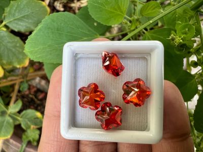 พลอย เพชร CZ เพชร รัสเซีย AAA ORANGE สีส้ม ดอกไม้ 9x9มม (1 เม็ด) CUBIC ZIRCONIA CZ FLOWER SHAPE 9.00 MM (1PCS)