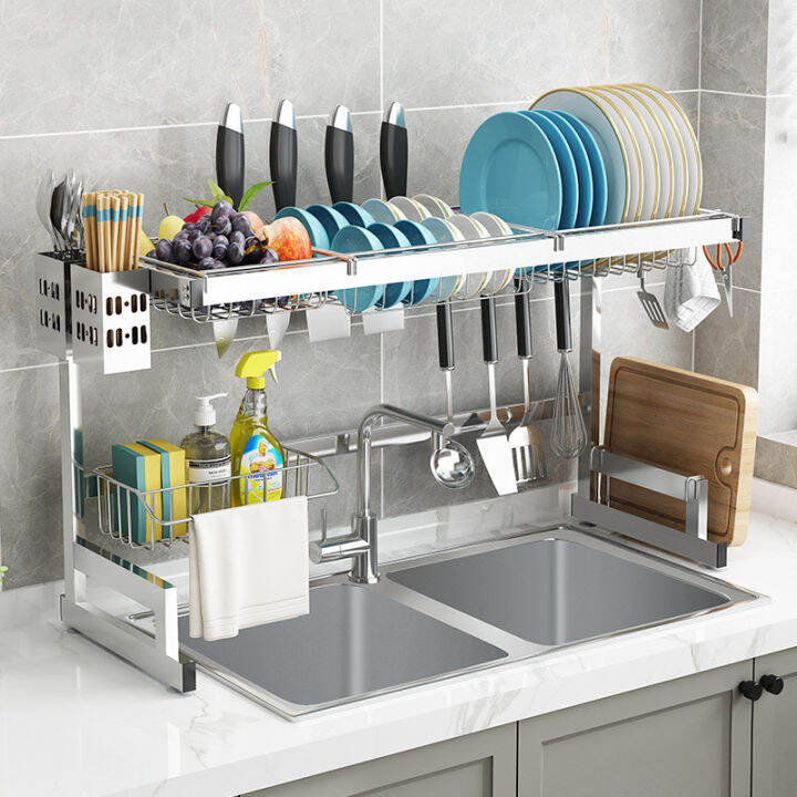 Stainless Steel Kitchen Sink Storage Shelf Countertop MultiFunctional