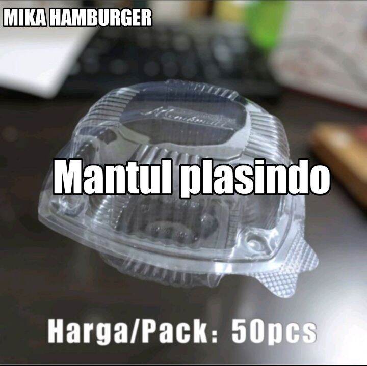 isi 50pcs Mika Hamburger / Mika Roti / Mika Bolu Plastik Bening ...