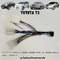 ปลั๊กตรงรุ่นจอแอนดรอย TOYOTA-T3 รุ่นหัวเสียบ3 พอร์ท ไม่ต้องต่อสาย เสียบเข้ากับชุดไฟและลำโพงรถเดิมได้ มาพร้อมคอนโทรลพวงมาลัย 16pin