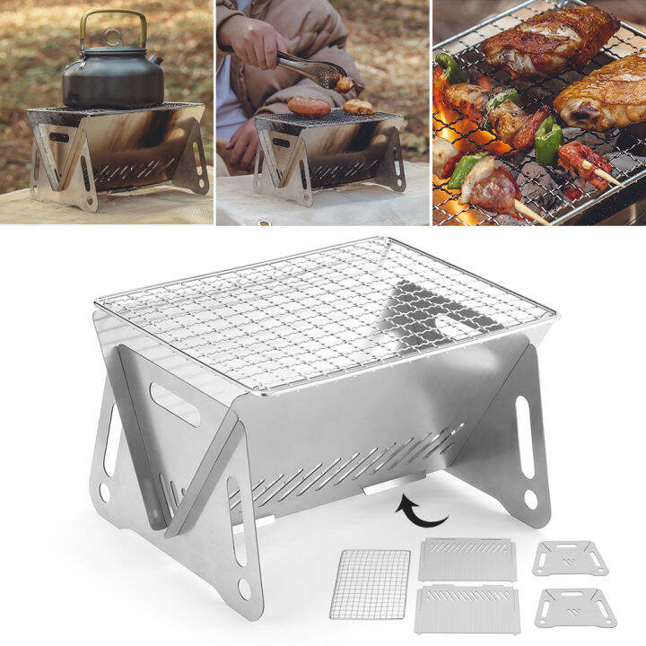 Gb Folding Outdoor Grill Stove Stainless Steel Detachable BBQ Stove
