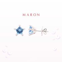 MARON - Little Mythical Stars Earring with Blue Tapaz (7.2mm) ต่างหูพลอยดาว พลอยบลูโทแพซ เงินแท้925