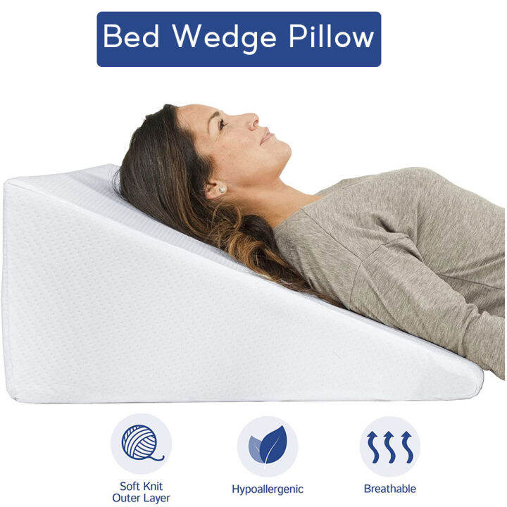 Big Wedge Bed Pillow Helps With Sleep & Acid Reflux Elevated Supportive ...