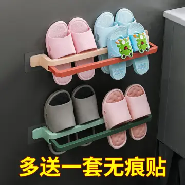 Slipper Storage Rack Bathroom Organizer Wall-mounted Shoe Rack Household  Punch Free Foldable Combined Shoes Holder Space Saving