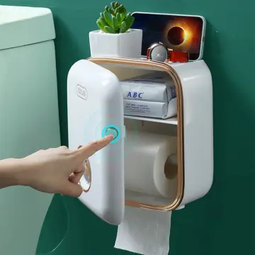 Double Layer Wall Mounted Toilet Roll Dispenser Waterproof Toilet