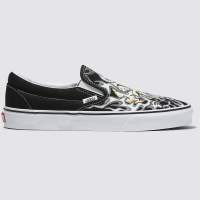 VANS SLIP ON FLAME SKULL BLACK TRUE WHITE (สินค้ามีประกันแท้)