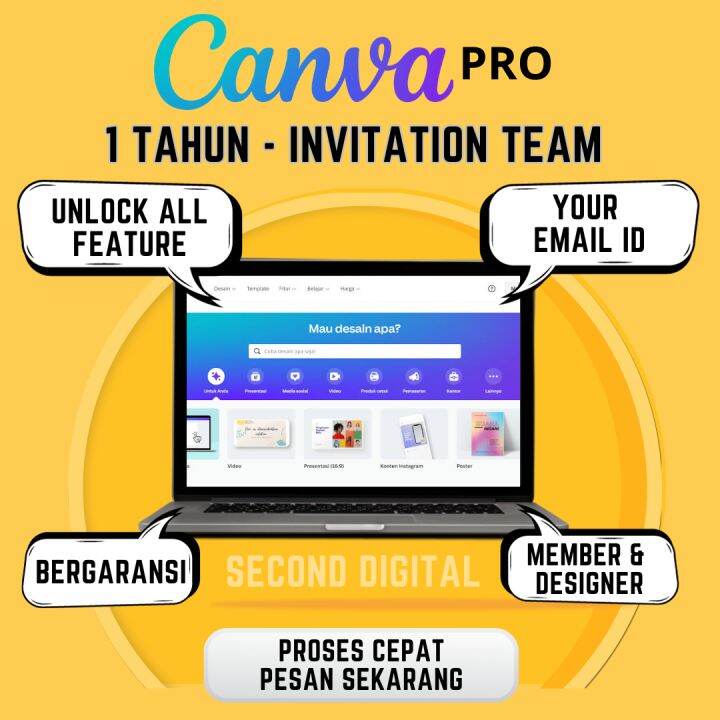 CANVA PRO PREMIUM 1 TAHUN MEMBER & DESIGNER INVITATION TEAM BERGARANSI