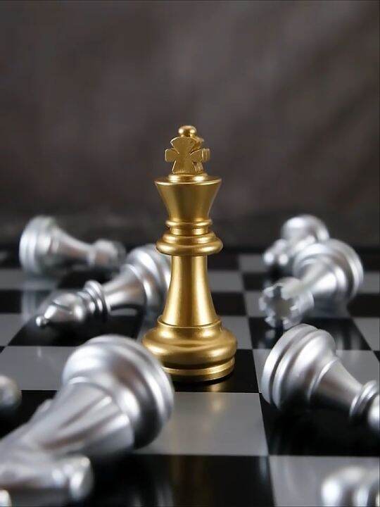 Queen's gambit Chess set Gold Silver Color Chess Board Folding Foldable Chess Set