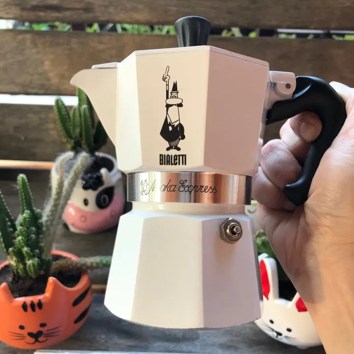 Bialetti Express Moka Pot 3 Cup White หม้อต้มกาแฟสีขาว ขนาด 3 คัพ