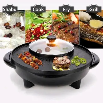 PRADO Korean BBQ 2 Layer Non-Stick Pan Electric Grill Roast Fry