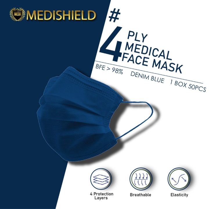 Mask Medishield Face Mask 4ply 50pcs Medical 4 Layer Premium Grade Medical Mask Face Mask Made 5796