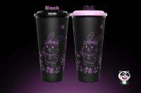 แก้วพลาสติกน้องกระต่ายสีBlack pink ขนาด 22 oz มาพร้อมฝา PP