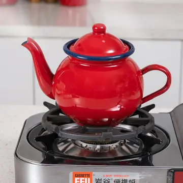 1.1l Enamel Pot Hand Tea Kettle Induction Cooker Gas Stove Red