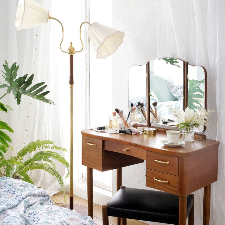 Gallo Life MCM Teak Three Folding Mirror Dressing Table Nordic Retro