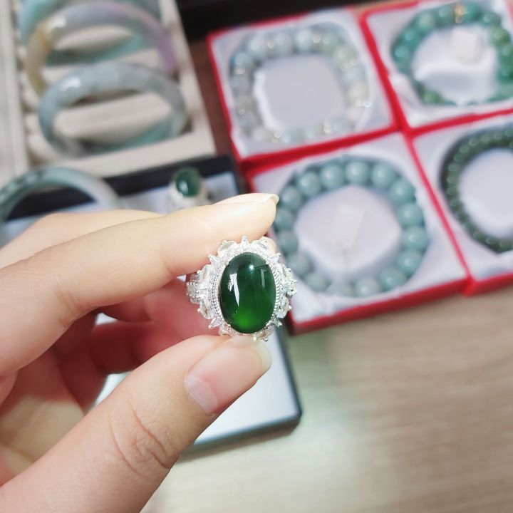 หยกแท้จากพม่า100-พร้อมใบรับรองของแท้-หยก-jadeite-jade-type-a-อิ่มตัวสีน้ำเงินอมเขียว-หยก-15-71-g