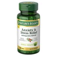 พร้อมส่ง Nature’s Bounty Ashwagandha Anxiety Stress Relief KSM 66 L-theanine  50 ชิ้น