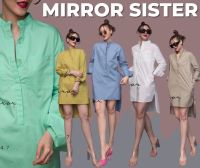 ?Mirrorsister เดรสเชิ้ตคอจีนทรงเรียบ รินด้านหน้าสั้นด้านหลังยาว