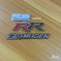 โลโก้กระจังหน้า งานโลหะ RR + MUGEN งานพลาสติก หลังกาว ติดรถ Honda ราคาต่อชุด 2 ชิ้น