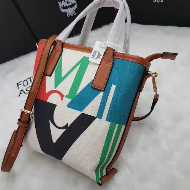 MCM Mini M Logo Glitch Transparent Shopper Bag