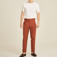 Thepatterns.co - Laytan Double Button Trousers in Brick color