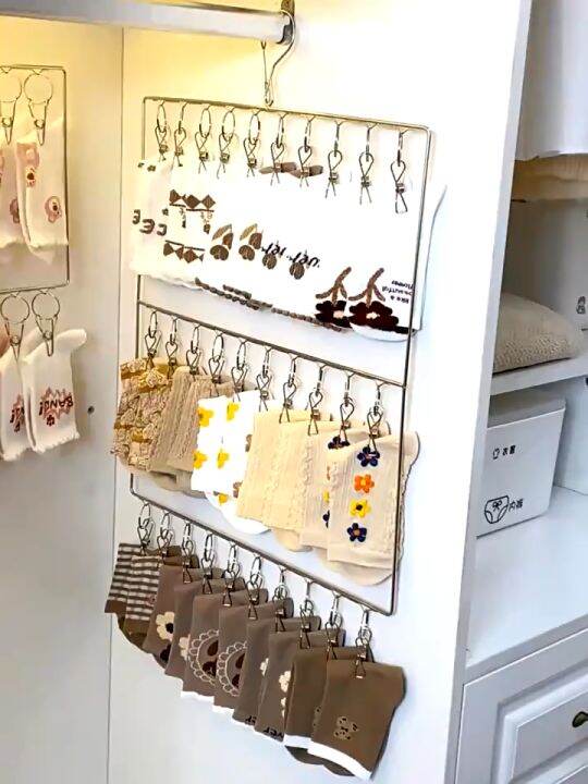 Stainless Steel Sock Hanger 20/30 Clips Socks Rack Laundry Drying Rack Multi Clip Sock Drying