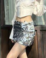 O.D.C.- Silver glitter mini skirt