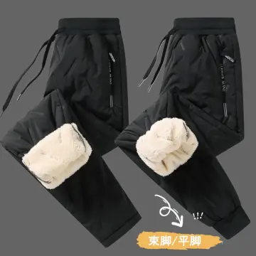 Men's Winter Lambswool Casual Pants Thick Fleece Thermal Trousers