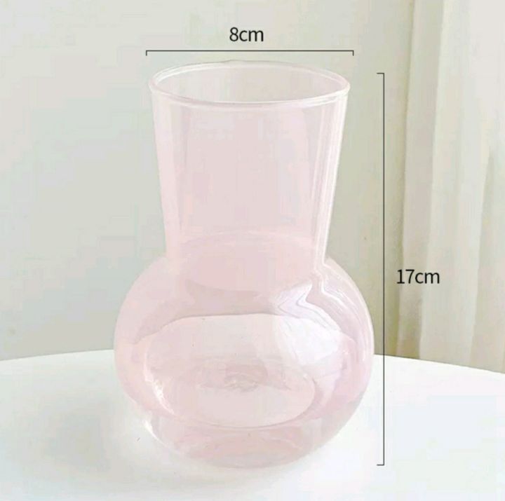 แจกันแก้วไฮโดรโปนิค-สีชมพูพาสเทล-ส่งจากประเทศไทย