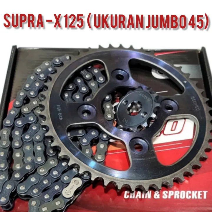 PAKET GEAR SET SUPRA X125 UKURAN JUMBO 45 / GIGI TARIK SUPRA X 125