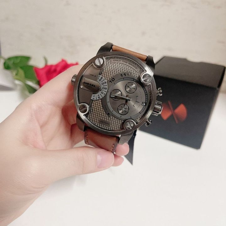 นาฬิกา-diesel-little-daddy-chronograph-brown-leather-watch-รุ่น-dz7442-ขนาด-51มม