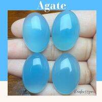 Agate พลอยโมรา สีฟ้าอ่อน ไซต์ใหญ่ ขนาด24x17mm