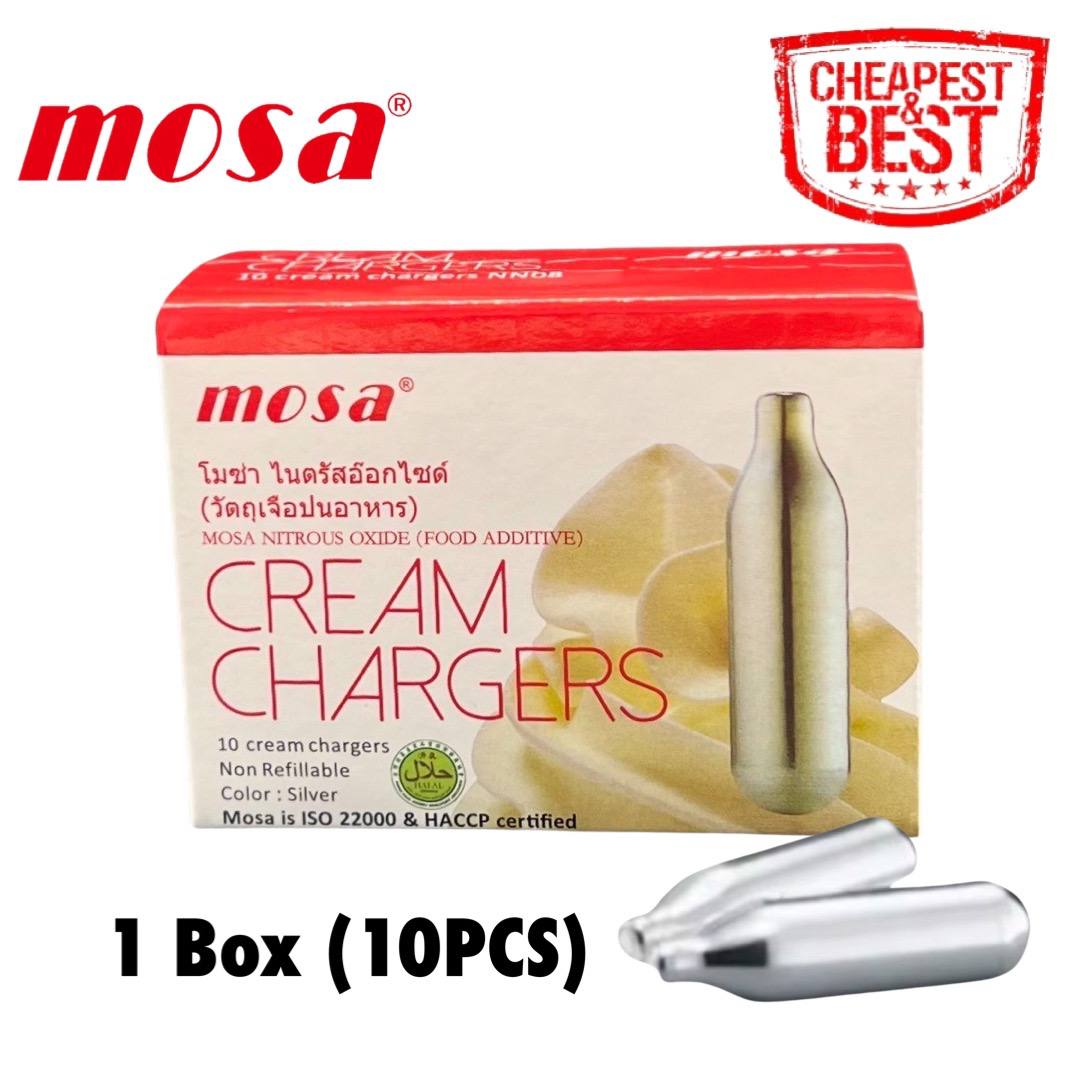 แก๊สวิปครีม MOSA Cream Chargers (10หลอด/กล่อง) แก๊สวิปครีม แก๊สวิป แก๊สวิปปิ้งครีม หลอดแก๊สวิปครีม 1กล่อง N2o