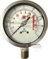 PRESSURE GAUGE "NUOVA FIMA" - หน้าปัด 4 นิ้ว เกลียว ½ นิ้ว สแตนเลส ตัวบอดี้เป็นสแตนเลส RANGE : 0 – 4 kg