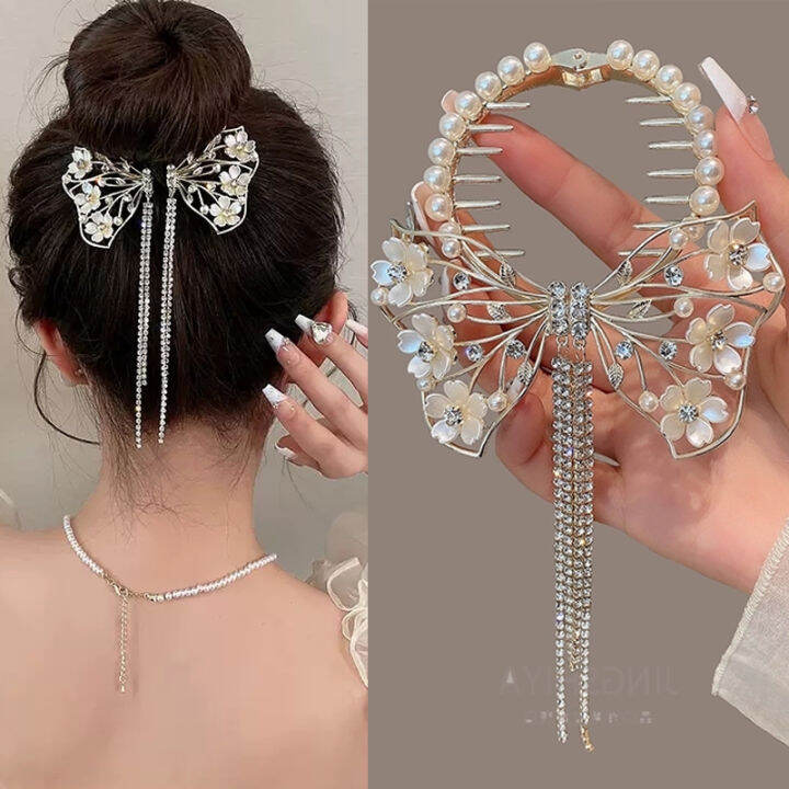 【PrettySet】Exquisite Bell Orchid Tassel Hairpin for Women Butterfly