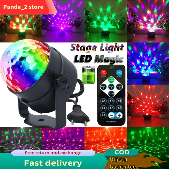Voice controlled rotating disco ball laser light party LED stage light magic crystal ball with