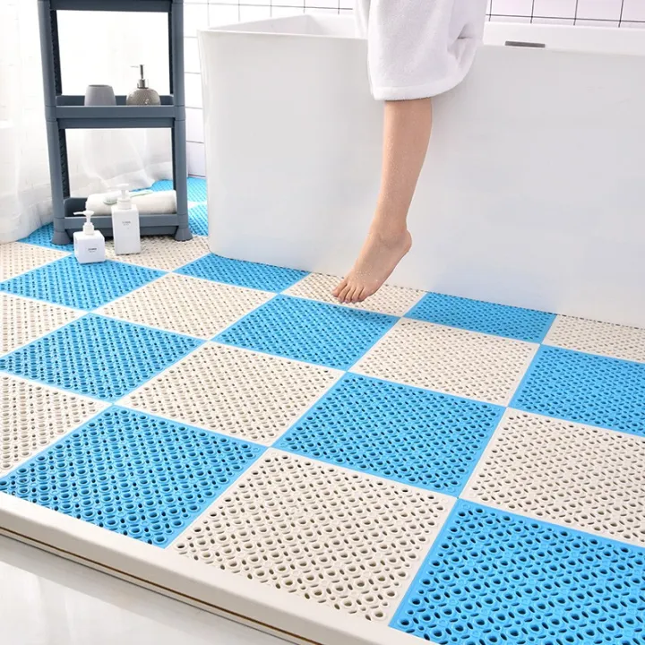 (30x30cm) Floor Mat NonSlip Bath Mat Mesh Drainage Mat Square PVC Floor Mats for Toilet