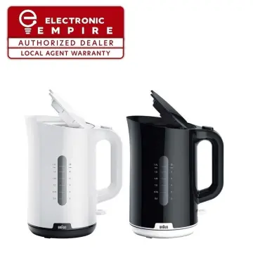 Black+Decker 1 Liter Concealed Coil Electric Kettle, 2 Years Warranty -  Grey/White