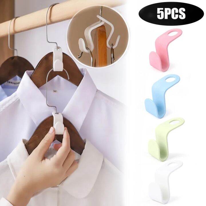 1/5Pcs Clothes Hanger Connector Hooks Hanger Extender Clips