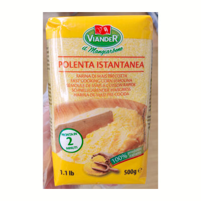 Viander Instant Polenta (fast cooking corn semolina) 500 Grams. แป้งข้าวโพด 500 กรัม