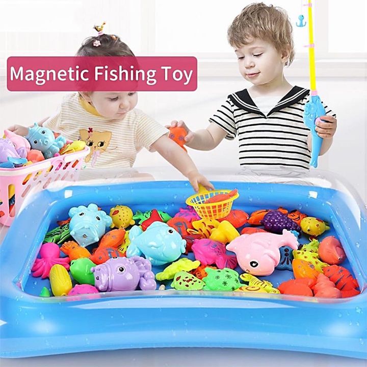 Children Fishing Toys Magnetic Fishing Game Rod Fish Hook Kid's ...