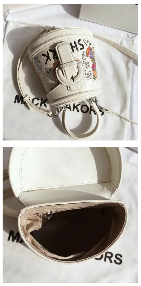 ギラHong Kong MackJakors genuine leather bear graffiti bucket bag Women  summer 2021 New crossbody bag