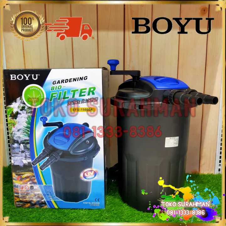 Filter Air Kolam Ikan dengan UV Boyu EFU 15000A + UV + Spons + BioBall