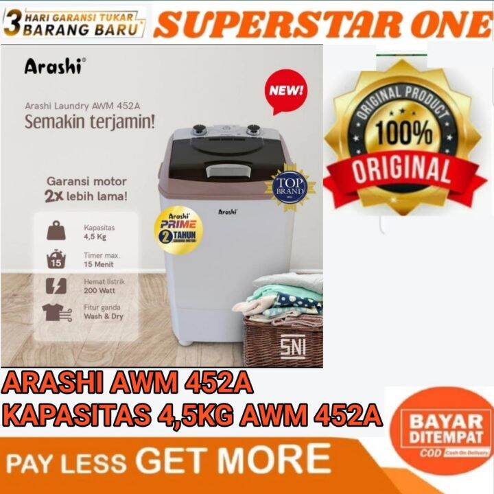 Mesin Cuci Portable Arashi AWM 452A Kapsitas 4,5 Kg Awm 452A | Lazada ...