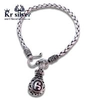 เงินแท้ / ข้อมือเงินแท้(งานรมดำ) ห้อยจี้หัวนะโม / Kr silver