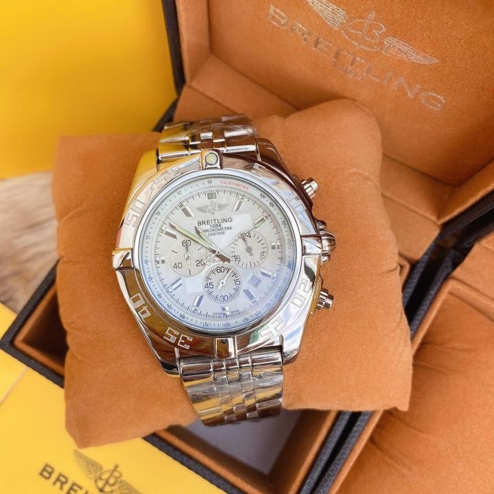 นาฬิกาbl-หน้าปัดสีขาว-ระบบควอทจับเวลาได้-size-47mm-ภาพถ่ายจากสินค้าจริง