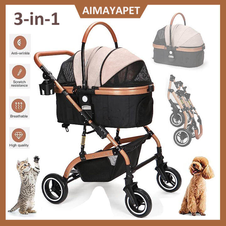 AIMAYAPET 3-in-1 Pet Strollers for Small Medium Dogs Cat with ...