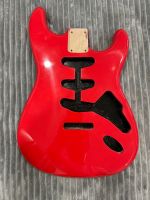 Red SSS Alder Strat guitar body